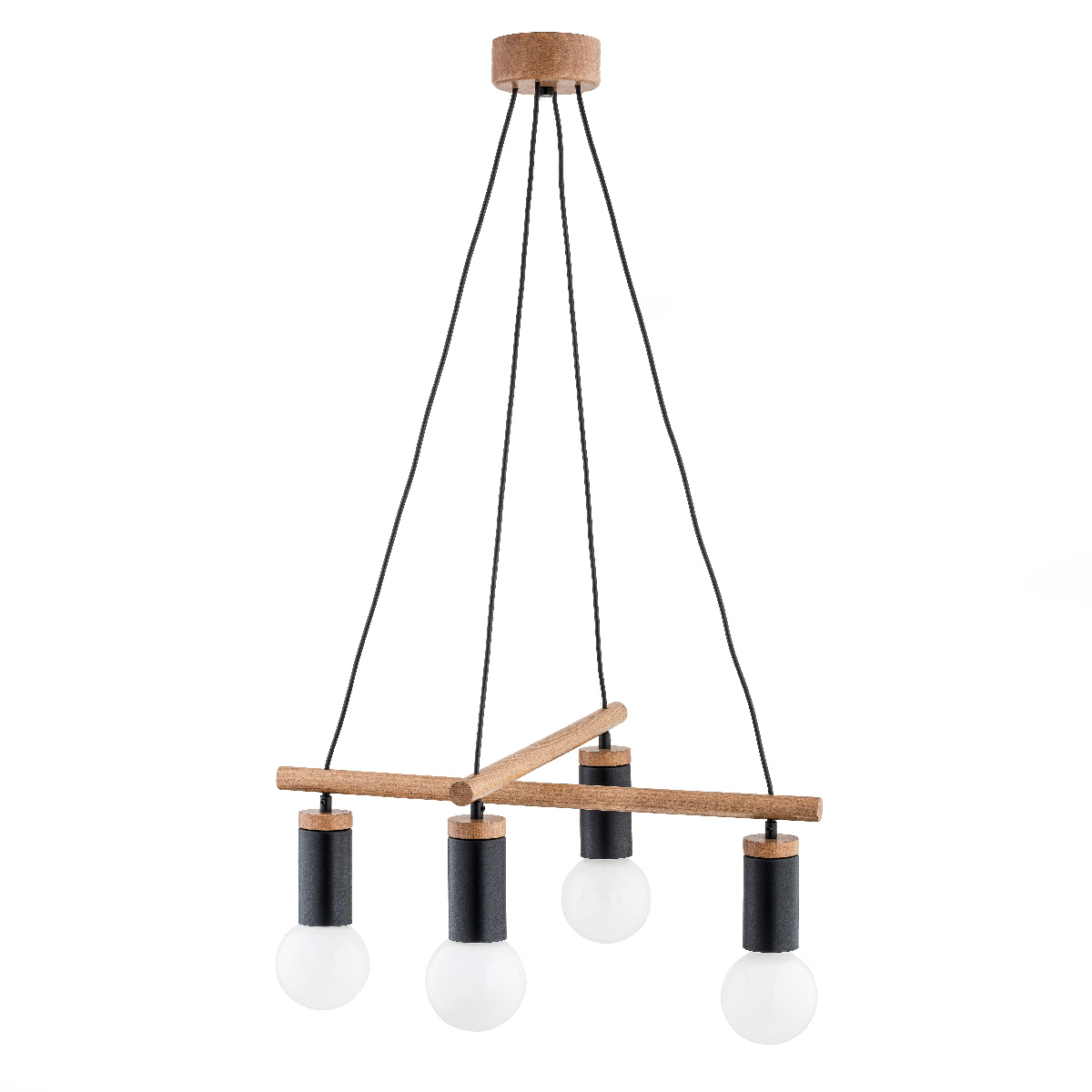 Drewniana lampa wisząca Eni 4xE27