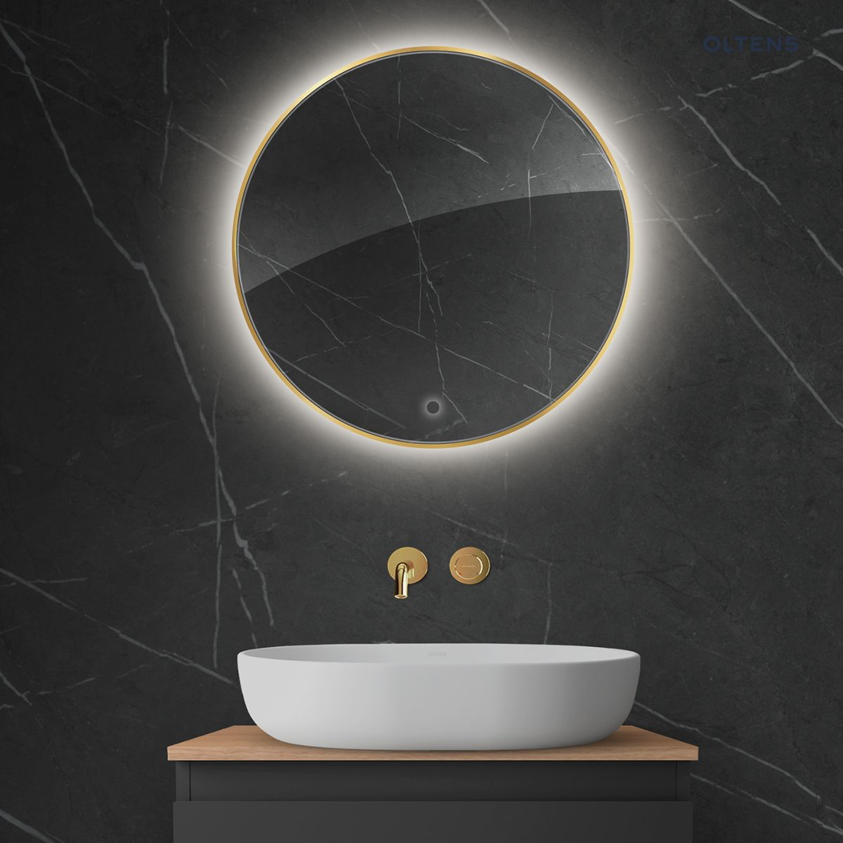 Oltens Nordlis lustro 60 cm okrągłe z oświetleniem LED i systemem Klarglas 64108800