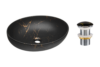 Ceramiczna umywalka nablatowa 52cm SET-MONA T201M-B12-3 Comad z korkiem click‑clack