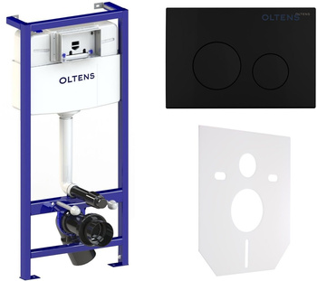 Zestaw Oltens Triberg Lule 5w1 stelaż podtynkowy z przyciskiem spłukującym czarny mat 58301300
