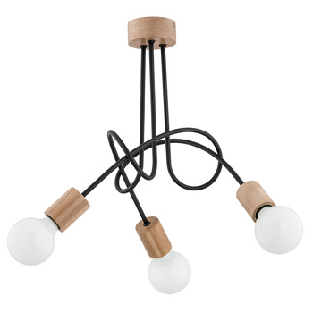 Nowoczesna lampa 3-punktowa TANGO WOOD 27433 DREWNO I CZERŃ