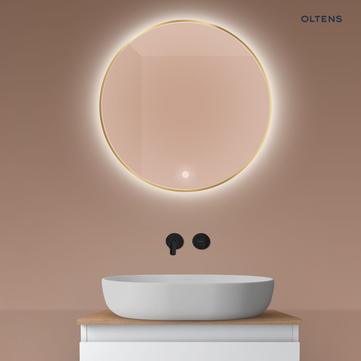 Oltens Nordlis lustro 60 cm okr�g�e z o�wietleniem LED i systemem Klarglas 64108800