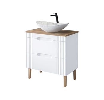 Zestaw mebli łazienkowych Fiji White 80cm z umywalką nablatową – SET-FW B 80CM UN.LENA-MW17