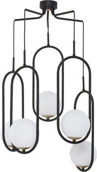 IGON nowoczesny żyrandol czarny lakierowany 5-punktowy klosz 1728