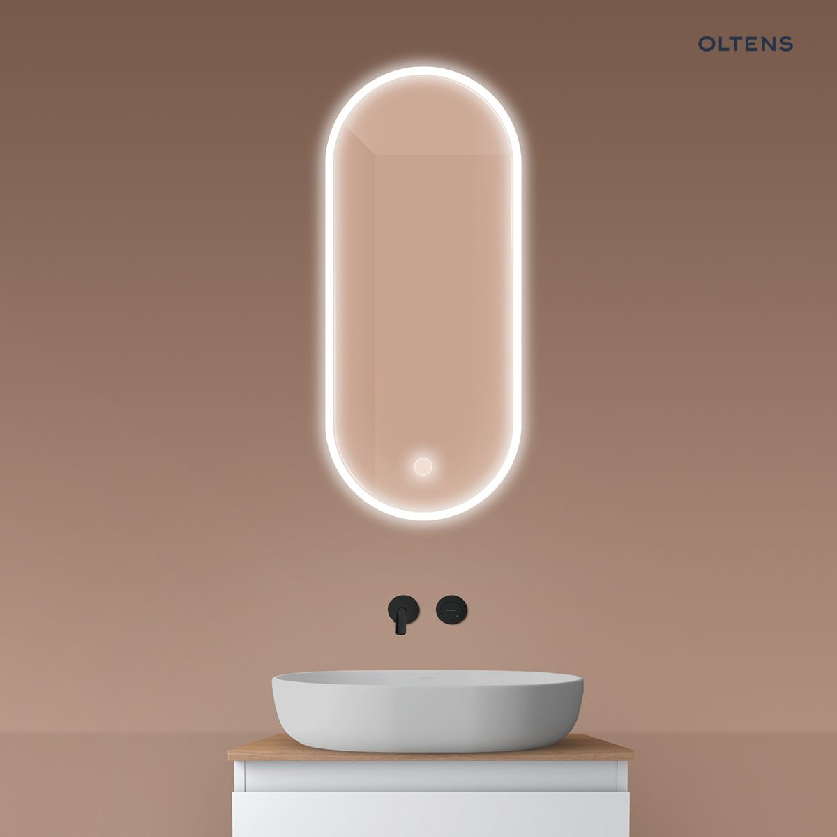 Oltens Nordlis lustro 40x90 cm owalne z o�wietleniem LED i systemem Klarglas 64103000