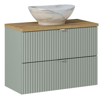 Zestaw mebli łazienkowych Line Reed Green 80cm z blatem i umywalką nablatową Pati – SET-LRG B OAK 80CM S UN PATI