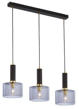 VANES nowoczesny zwis 3-punktowy satynowany klosz dymny 1851