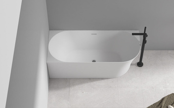 Wanna MOLLY  wolnostojąca akrylowa narożna 150x78 cm lewa, przelew szczelinowy, bialy korek