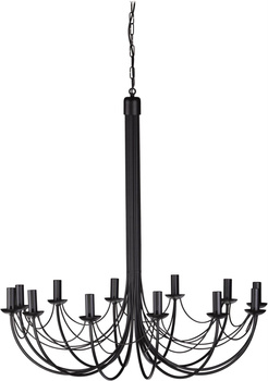 Żyrandol industrialny, czarny świecznikowy duży 95cm Perseo K-3522