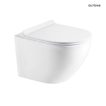 Zestaw Oltens Hamnes miska WC wisząca PureRim z powłoką SmartClean z deską wolnoopadającą Slim 42515000