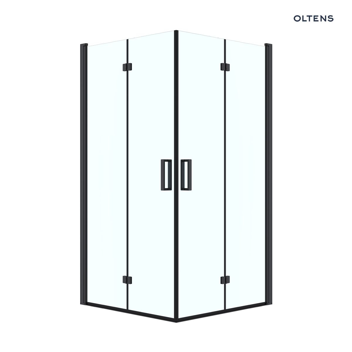 Oltens Byske kabina prysznicowa 90x90 cm kwadratowa czarny mat/szkło przezroczyste 20002300