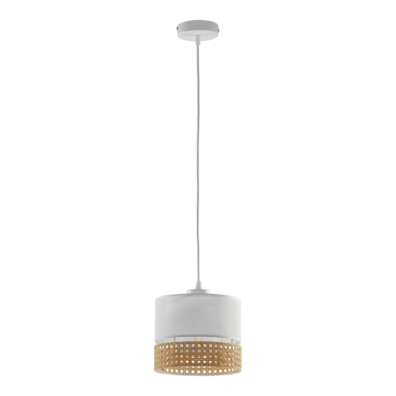 Lampa sufitowa biaa rattanowa BOHO z wiszcym designem E27 PAGLIA 6534