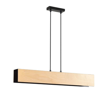 Prostokątna lampa wisząca regulowana czarny/drewno 3x60W 610/3 CARLO 3