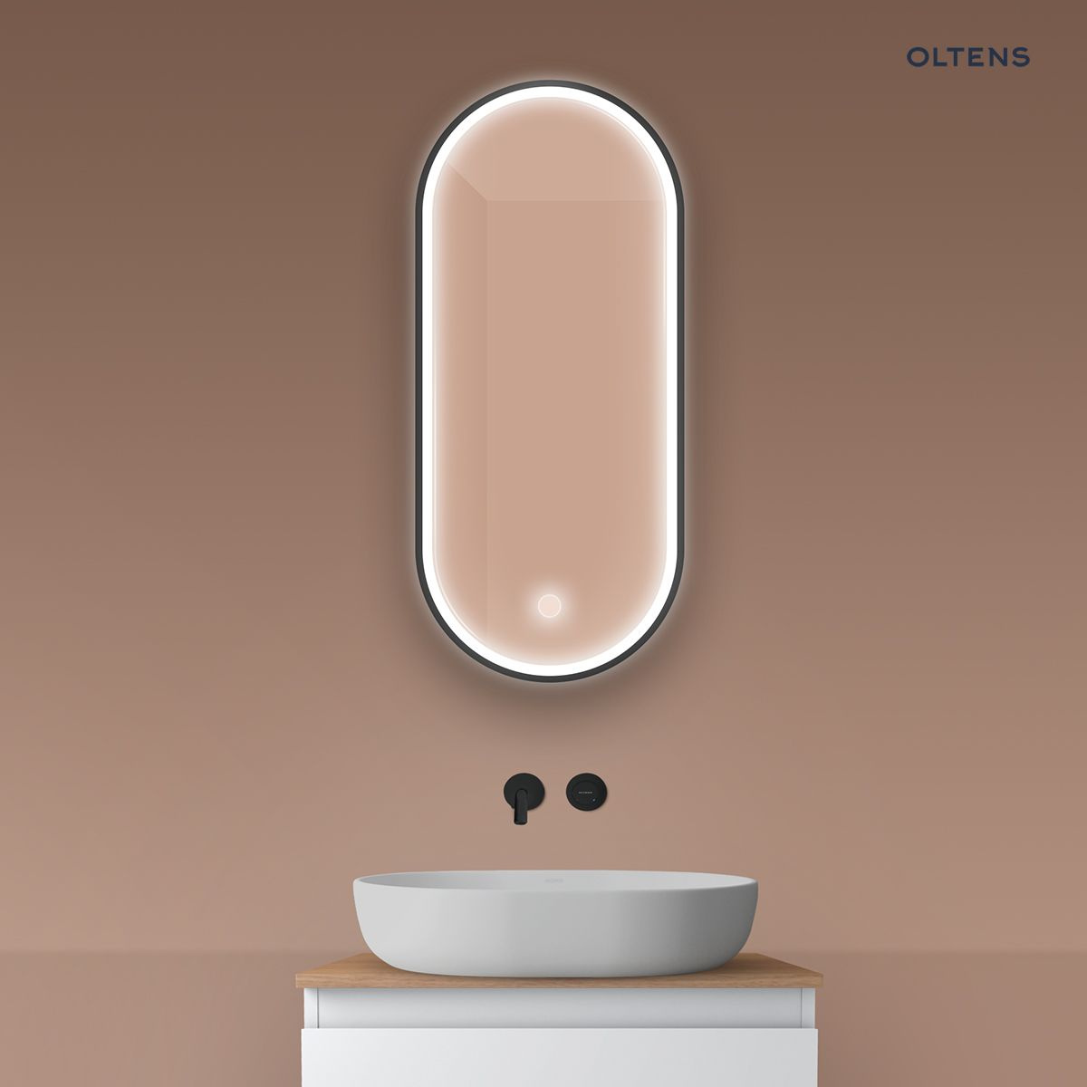 Oltens Nordlis lustro 40x90 cm owalne z o�wietleniem LED i systemem Klarglas 64103300