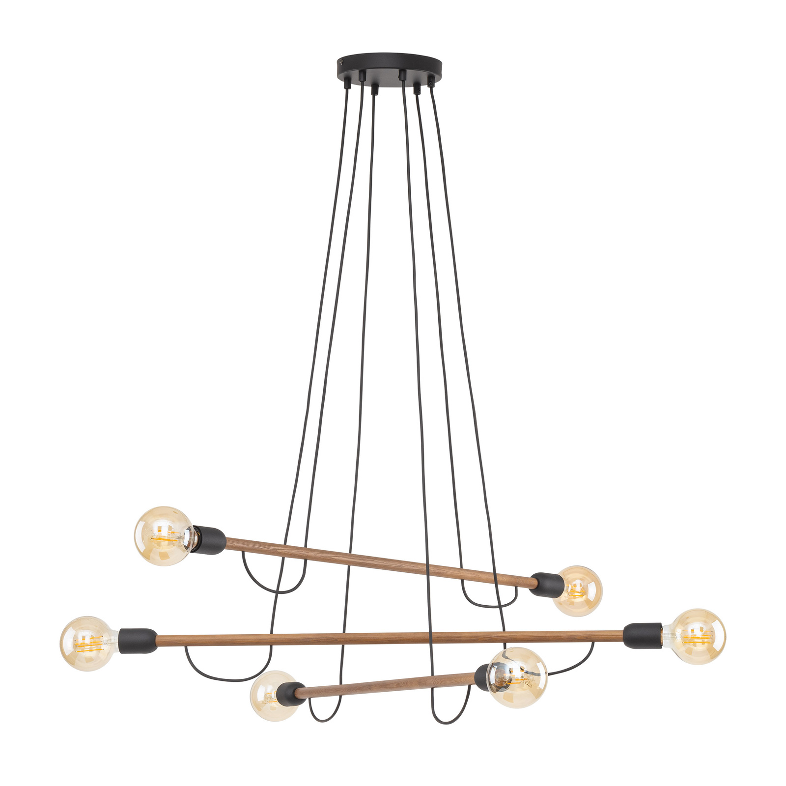 Lampa wiszca HELIX WOOD ORZECH salon/jadalnia 6xE27 TK Lighting 4950