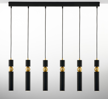 ALAS nowoczesny żyrandol 6-punktowy czarny kulka ms belka 2005