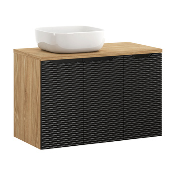 Zestaw mebli łazienkowych Ocean Black 90cm z blatem i umywalką nablatową Smile – set-ocbl b 90cm d smile 40