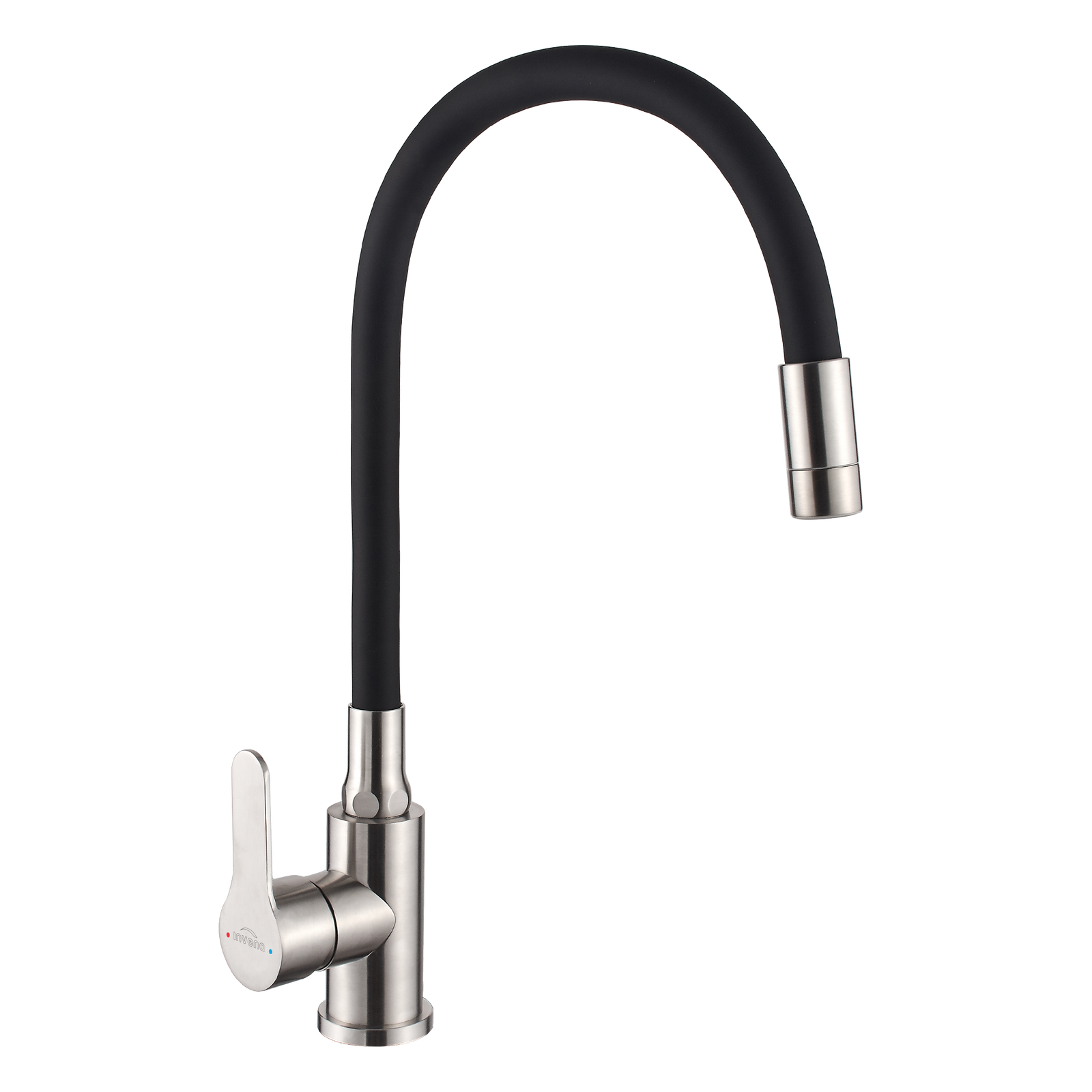 BATERIA ZLEWOZMYWAKOWA KSANTI INOX Z RUCHOMĄ 2F WYLEWKĄ INOX/CZARNA