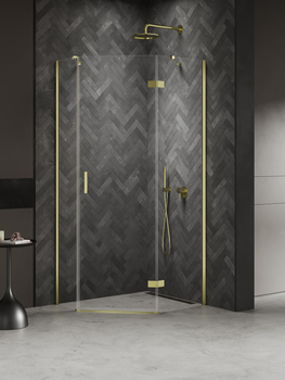 Kabina prysznicowa 100x80x200 Złoty 6 mm – NESTA LIGHT GOLD K-4589 z powłoką Active Shield 2.0 | Połysk