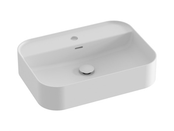 Prostokątna umywalka ceramiczna nablatowa z półką Ravak Ceramic R Slim Shelf 55 cm biały mat XJX0E155005