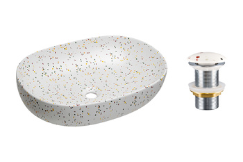 Ceramiczna umywalka nablatowa 60cm SET-LILI T201M-W21-3 Comad z korkiem click‑clack