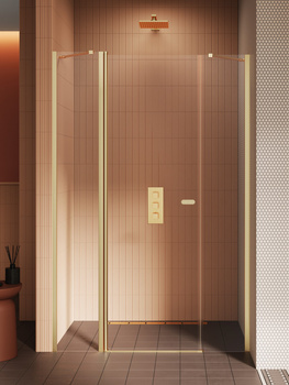 Drzwi wnękowe 130x195 Złoty 6 mm – NEW SOLEO GOLD BRUSHED D-0964A z powłoką Active Shield 2.0 | Szczotkowanie