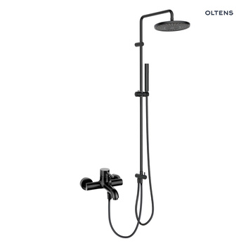 Oltens Molle zestaw prysznicowy z baterią wannowo-prysznicową ścienną czarny mat 36046300