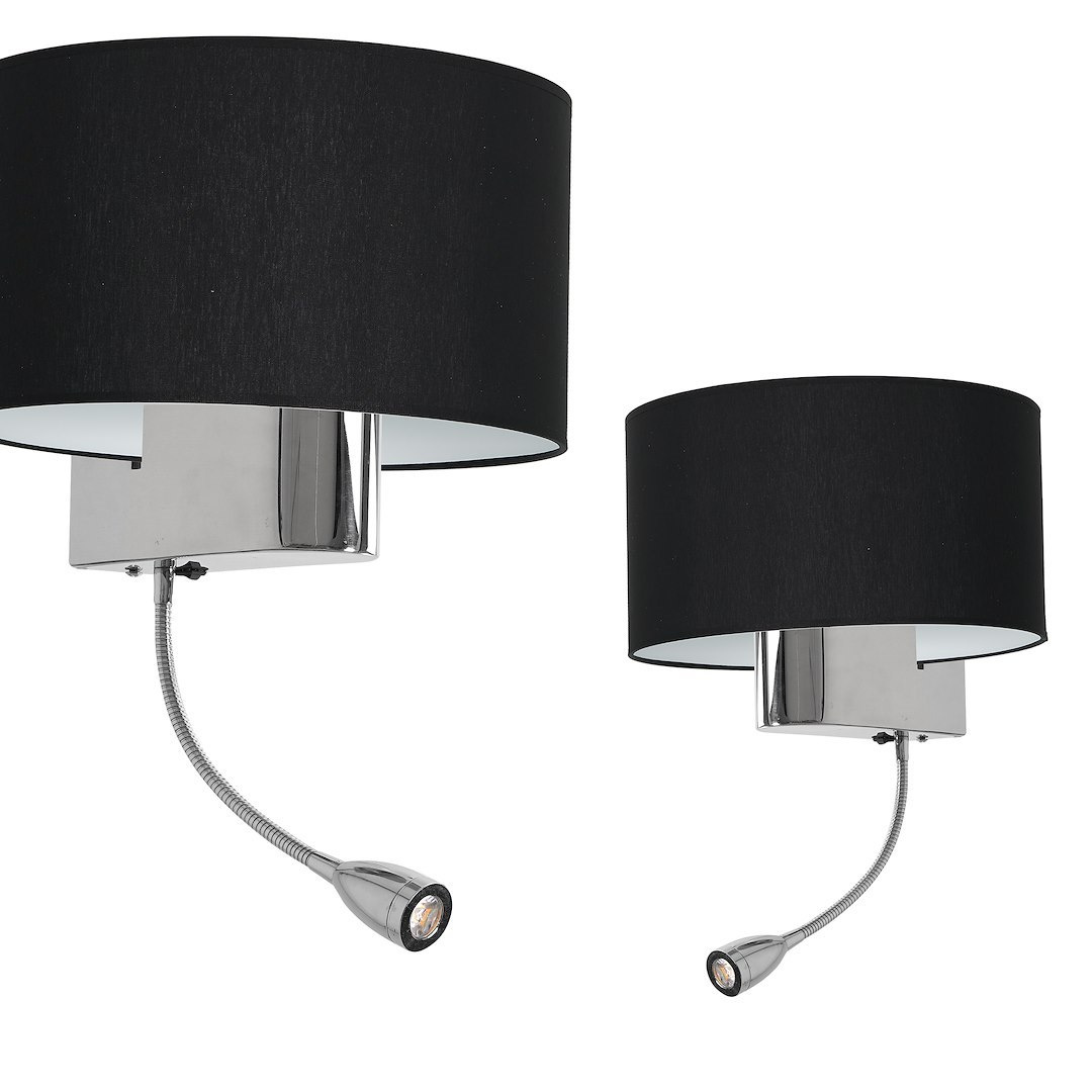 Kinkiet CASINO BLACK/CHROME 1xE27 + 1W LED