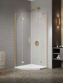 Kabina prysznicowa 100x80x200 Złoty 6 mm – NESTA GOLD BRUSHED K-3805 z powłoką Active Shield 2.0 | Szczotkowanie