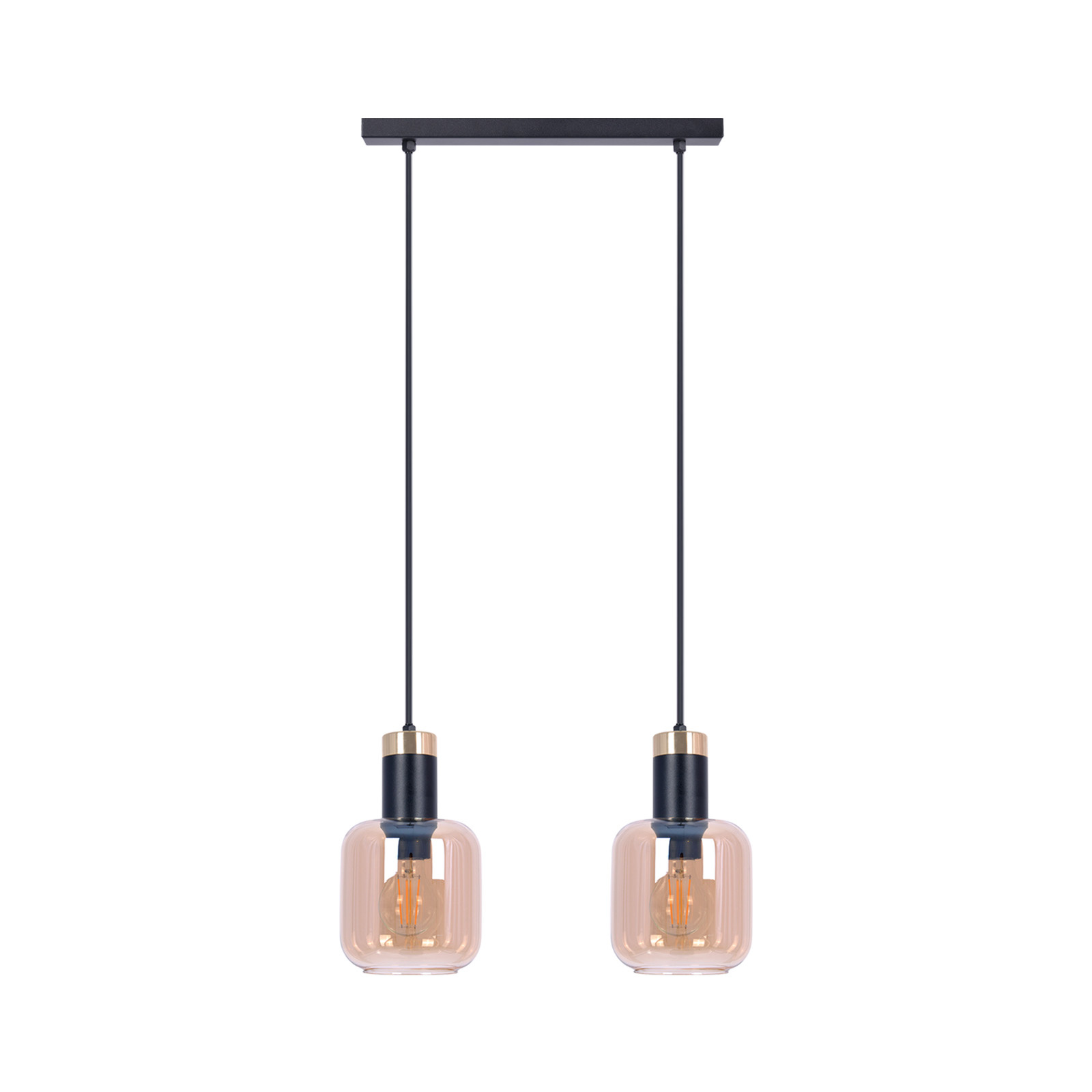 Czarno-złota lampa wisząca z dwoma kloszami K-5266 z serii DOKA