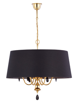 EGIDA duży klasyczny żyrandol złoty 6-punktowy satynowany kryształy czarny abażur 1796