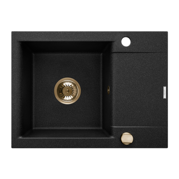 ZLEWOZ GRANIT 1K TESALIA CZARNY NAKRAPIANY Z SYF AUT ZŁOT Z KRÓT OCIEK