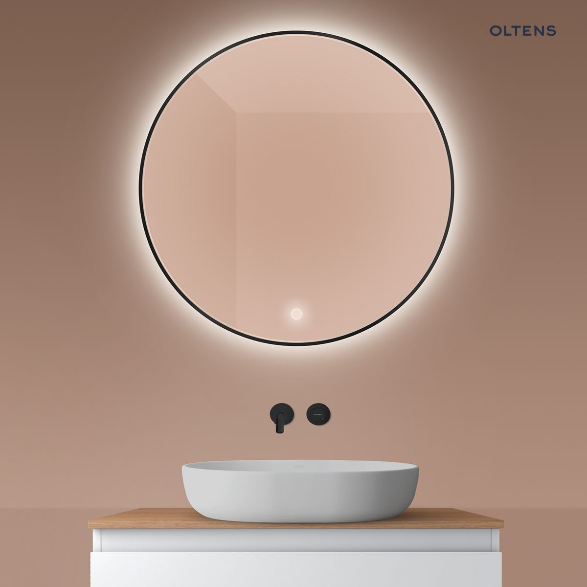 Oltens Nordlis lustro 80 cm okr�g�e z o�wietleniem LED i systemem Klarglas 64109300