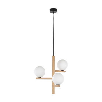 Lampa wisząca ESTERA drewno i szkło 3-pkt. TK Lighting 6799
