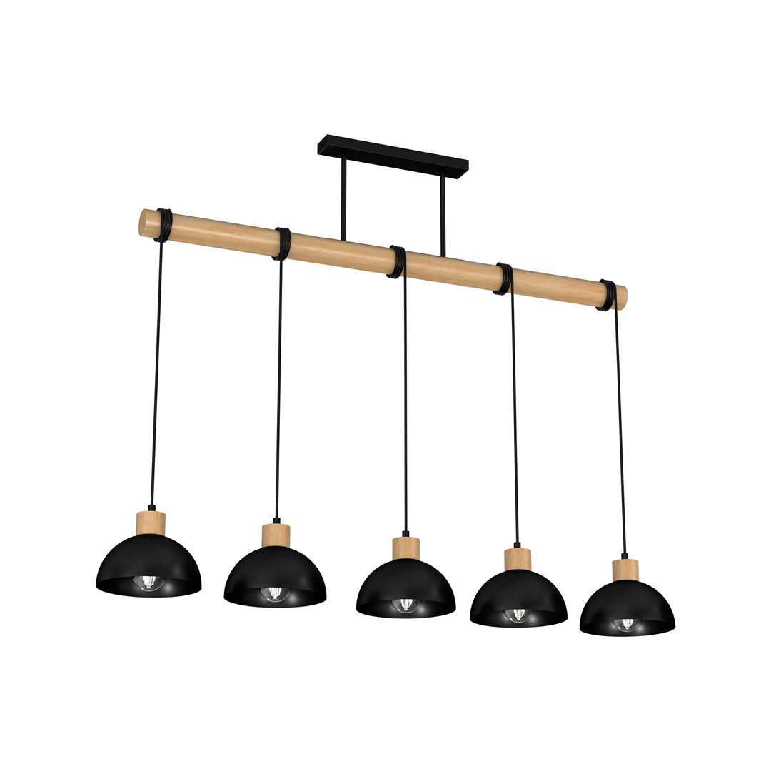 Lampa wiszca ERIK Black/Wood 5xE27