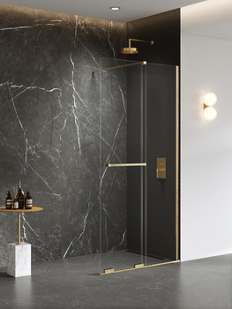 Walk-in 130x200 Złoty 8 mm – SMART GOLD BRUSHED EXK-7639 z powłoką Active Shield 2.0 | Szczotkowanie