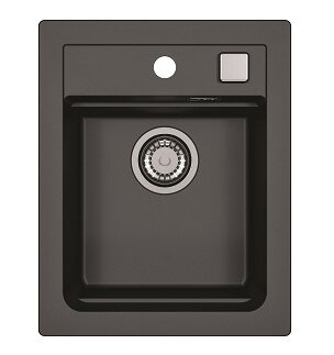 Zlewozmywak czarny ATROX 10 granital 40x50cm 1 komorowy z syfonem POP-UP 3 1/2" 1139771