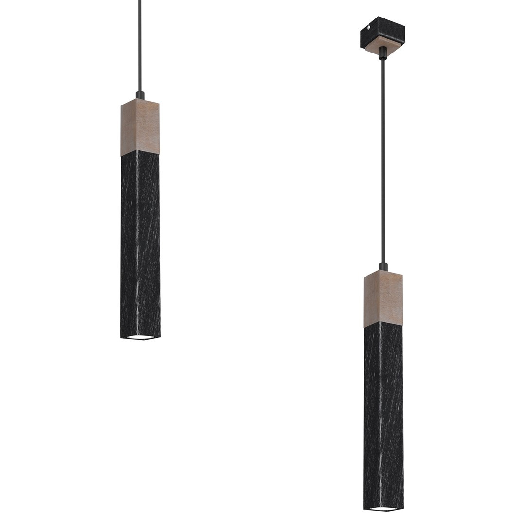 Lampa wiszca SOLO SAWN BLACK / PATINATED WOOD 1x mini GU10