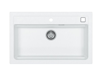 Zlewozmywak ATROX 40 biały granital 79x50cm 1 komorowy z syfonem POP-UP 1140443