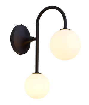 SELEN nowoczesny czarny kinkiet lakierowany 2-punktowy biały klosz 1949