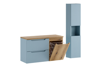 Zestaw meblowy 100cm z blatem, szafką z koszem na praniem i szafką wysoką set-nod b oak 100cm s lb hc