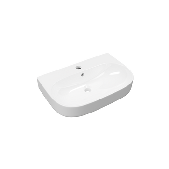 Oceana umywalka wisząca 60x41 cm owalna z otworem na baterię, biały połysk