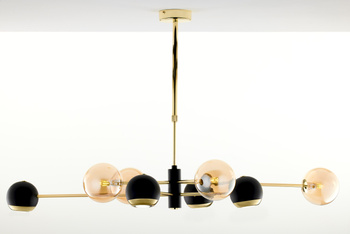 MOKA nowoczesny żyrandol 8-punktowy klosz bursztyn 1972