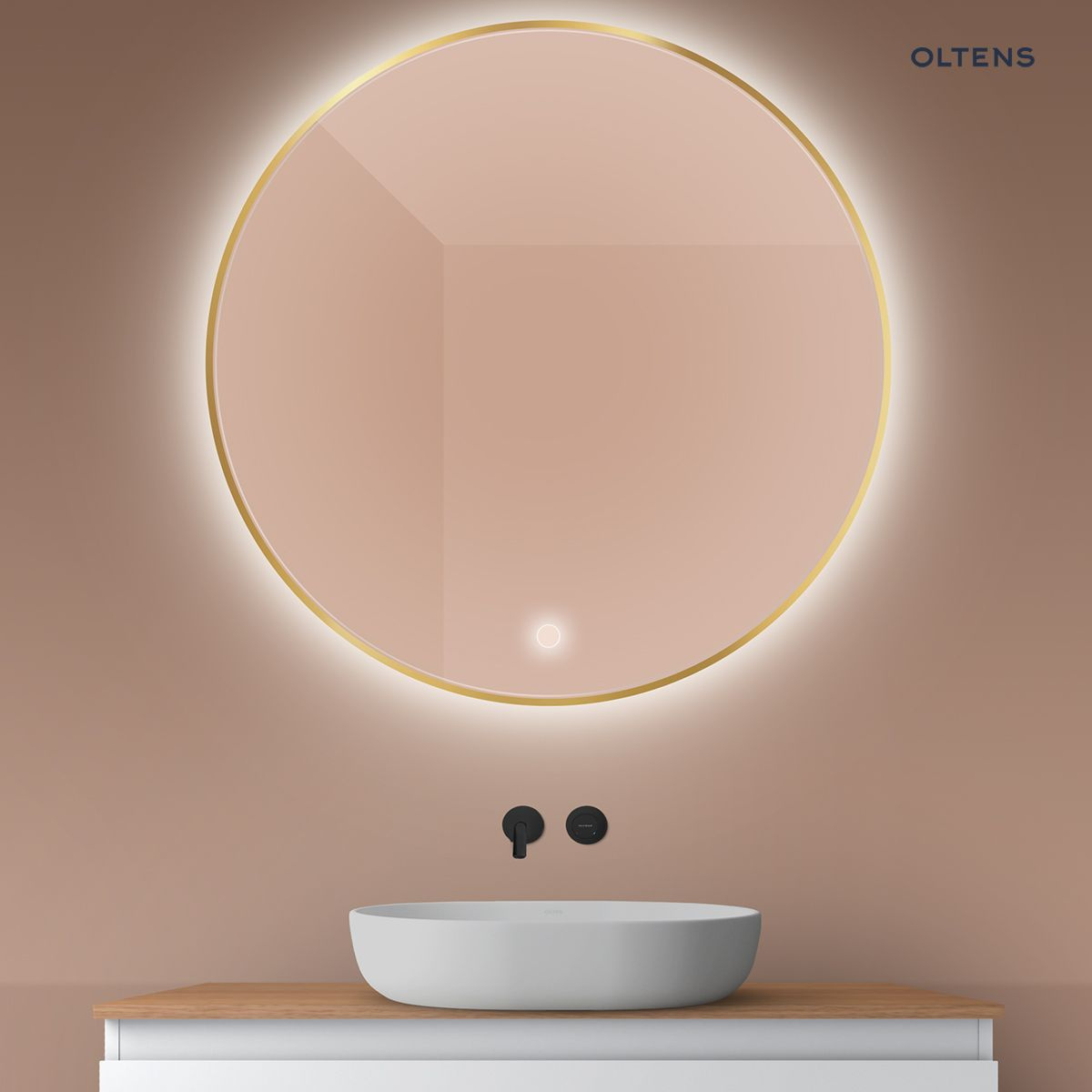 Oltens Nordlis lustro 100 cm okr�g�e z o�wietleniem LED i systemem Klarglas 64110800