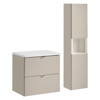 Zestaw mebli łazienkowych Viva Cashmere 60cm z blatem i Szafką wysoką – set-vic b white 60cm s hc