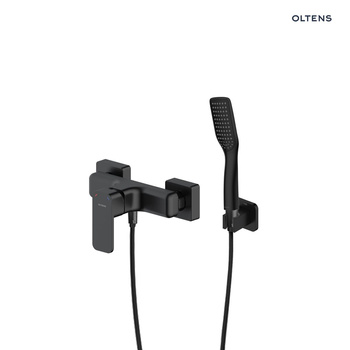 Zestaw Oltens Hadsel bateria prysznicowa ścienna z kompletem natryskowym Tinde Hald czarny mat 36057300