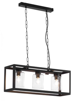 MACARI żyrandol lakierowany czarny 3-punktowy klosz 1805