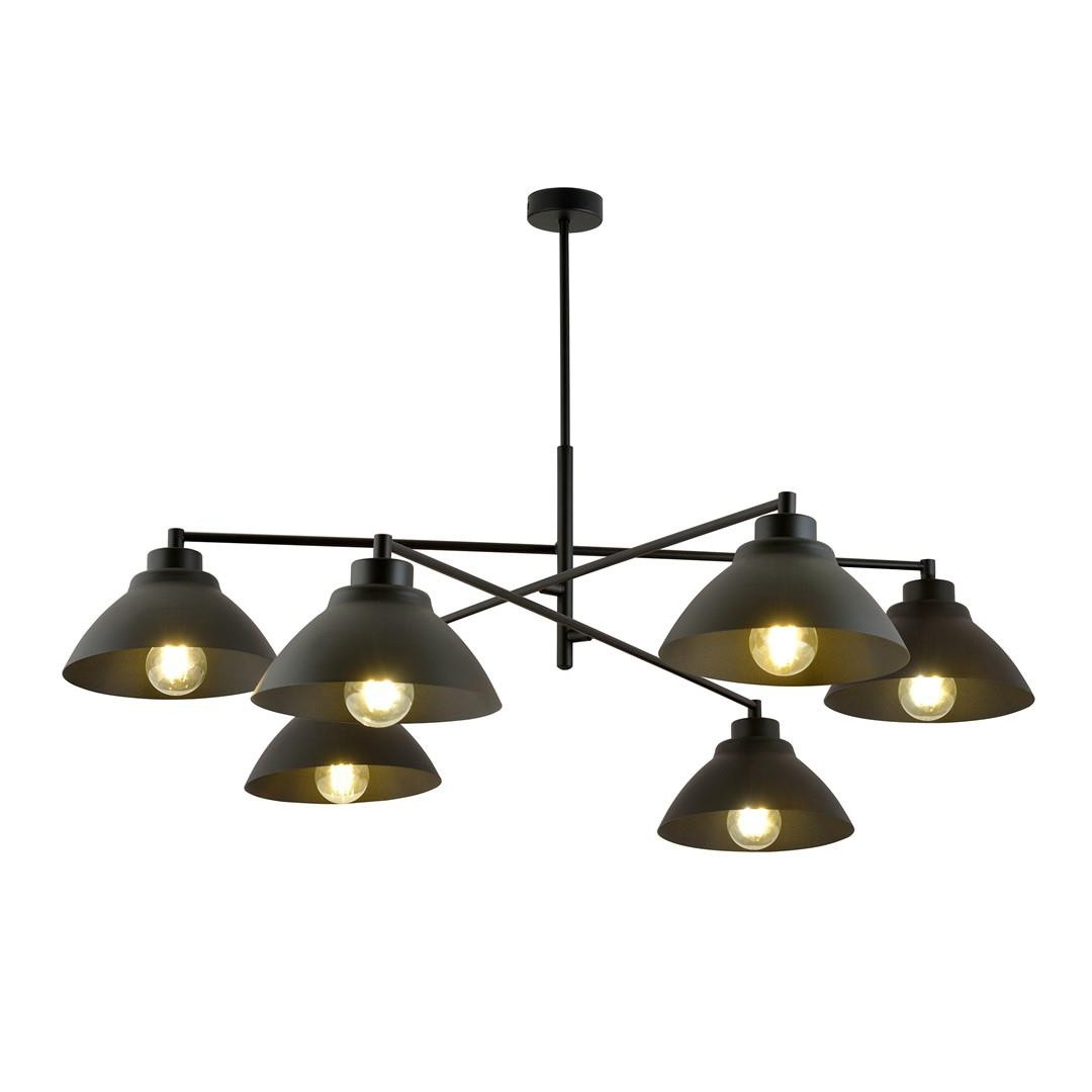 Rustykalna lampa sufitowa MAVERICK 6 BLACK 1211/6