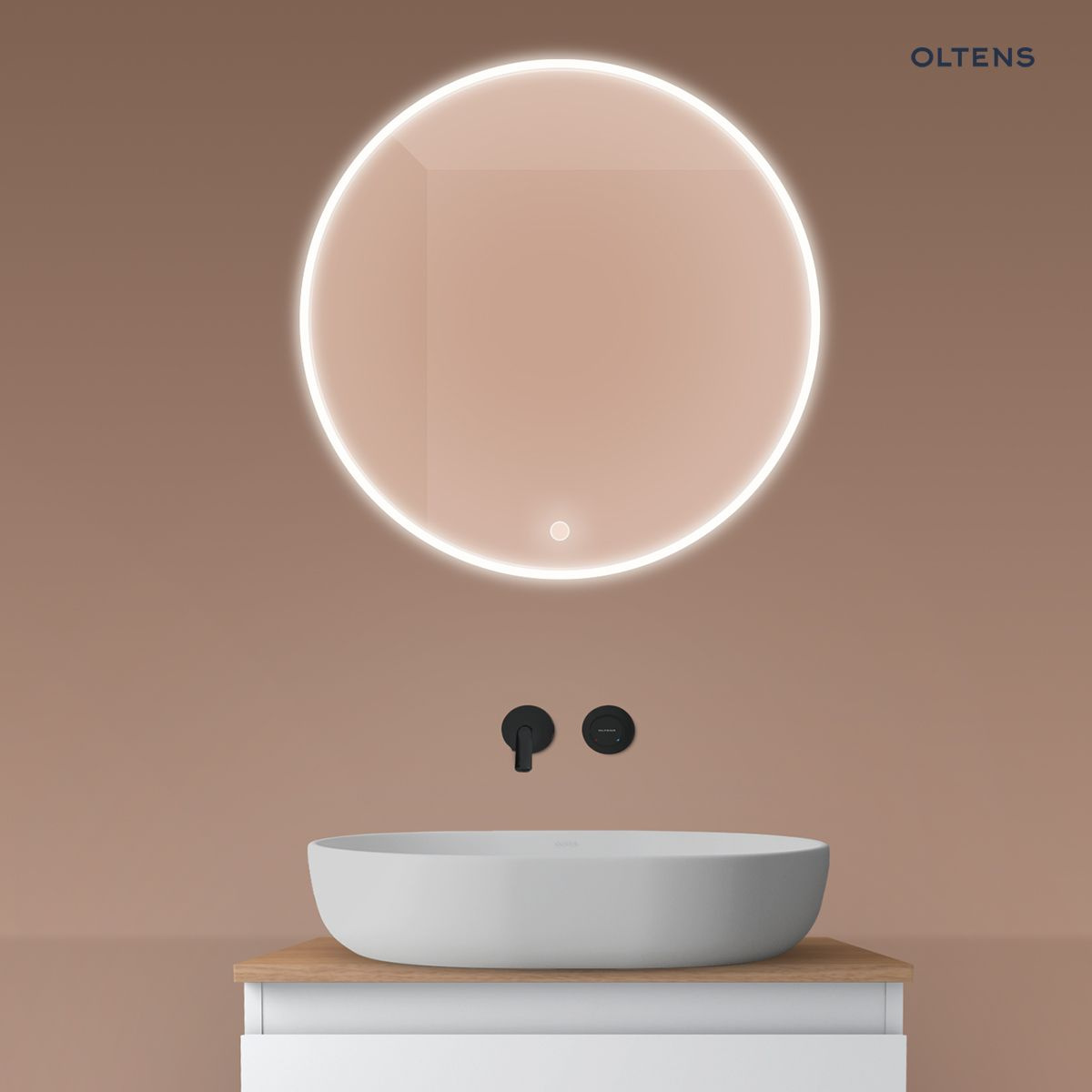 Oltens Nordlis lustro 60 cm okr�g�e z o�wietleniem LED i systemem Klarglas 64100000