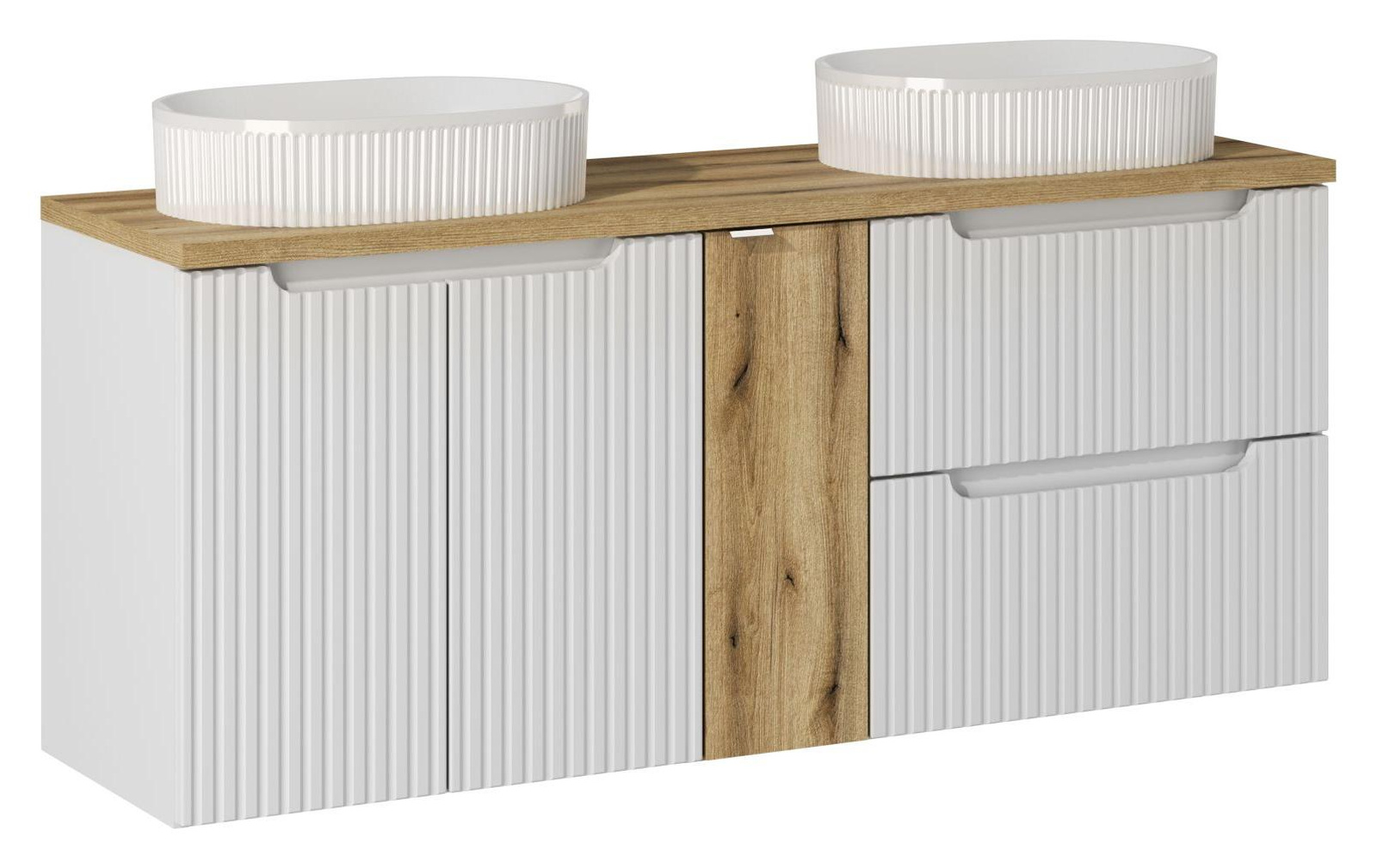 Zestaw meblowy 140cm z umywalkami nablatowymi set-now b oak 140cm s / d un beyond 5 wh